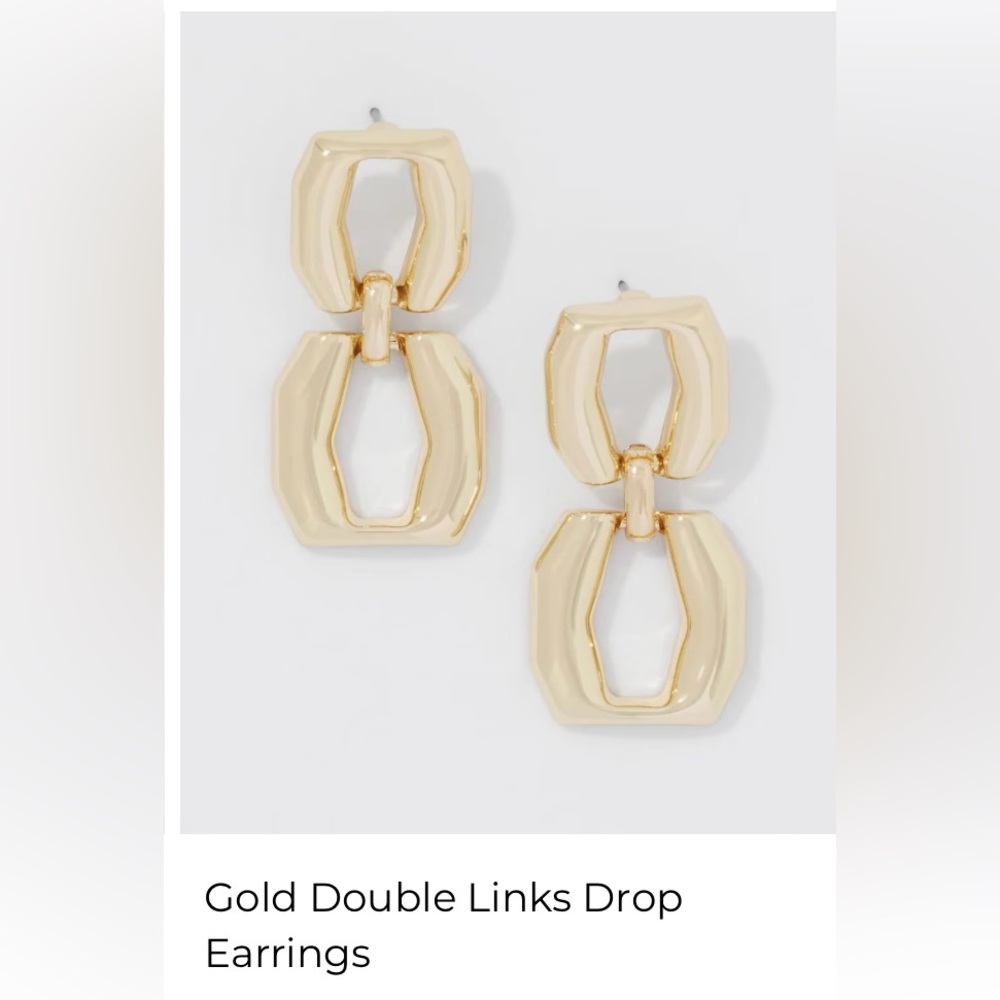 White House Black Market Gold double link drop earring - Picture 10 of 12